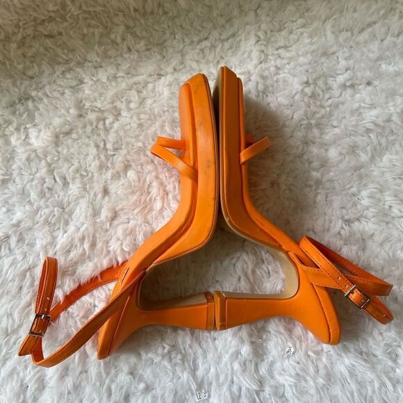 Lemonade Cicely Orange platform square toe strap ankle strap sandals size 10 - Picture 4 of 10